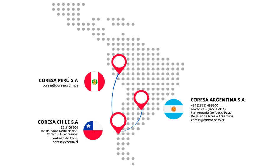 Mapa Coresa Latinoamerica
